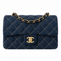 Chanel Classic Small Flap Bag Navy Denim 20cm