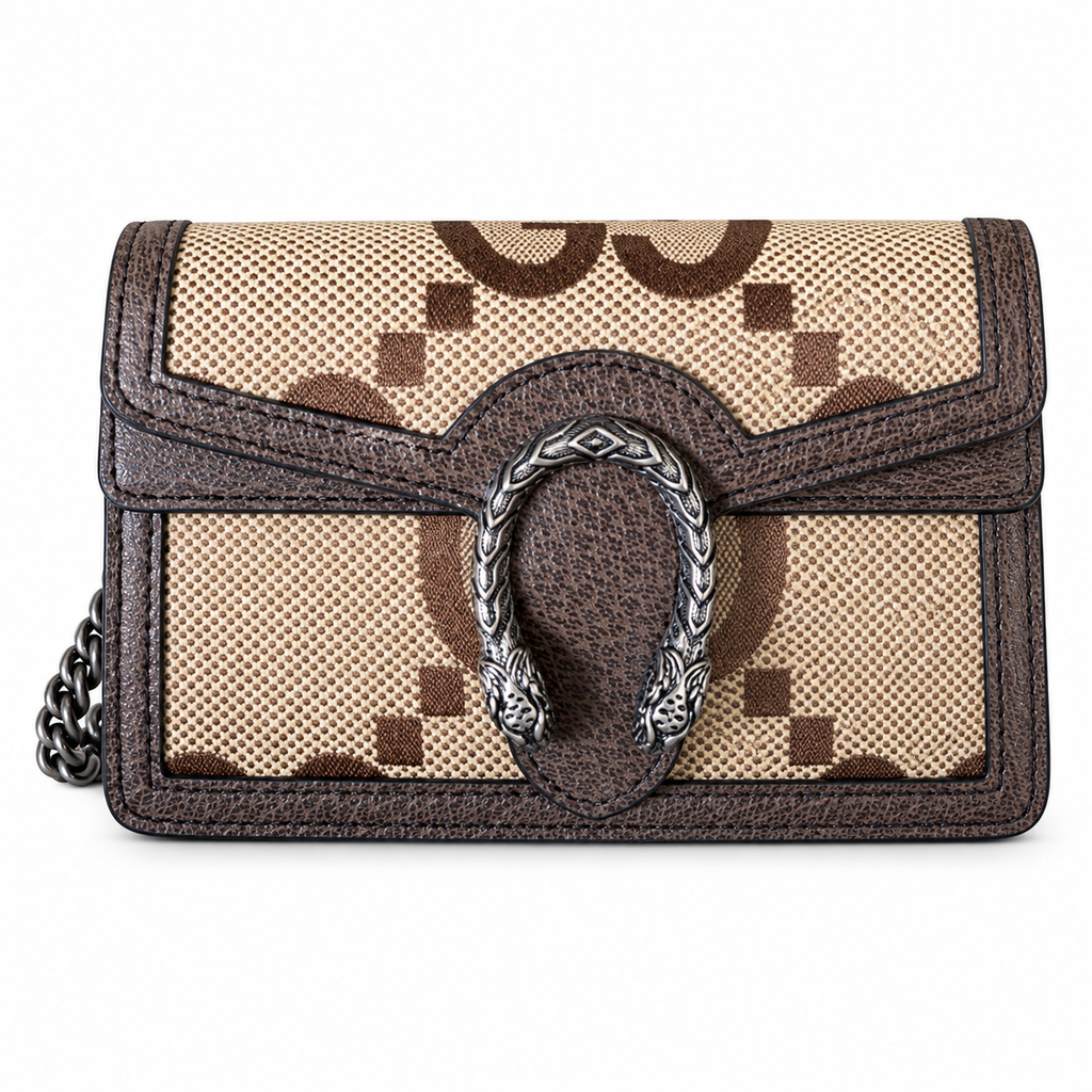 Gucci Dionysus Mini Bag in Jumbo GG Canvas with Dark Brown Leather Trim