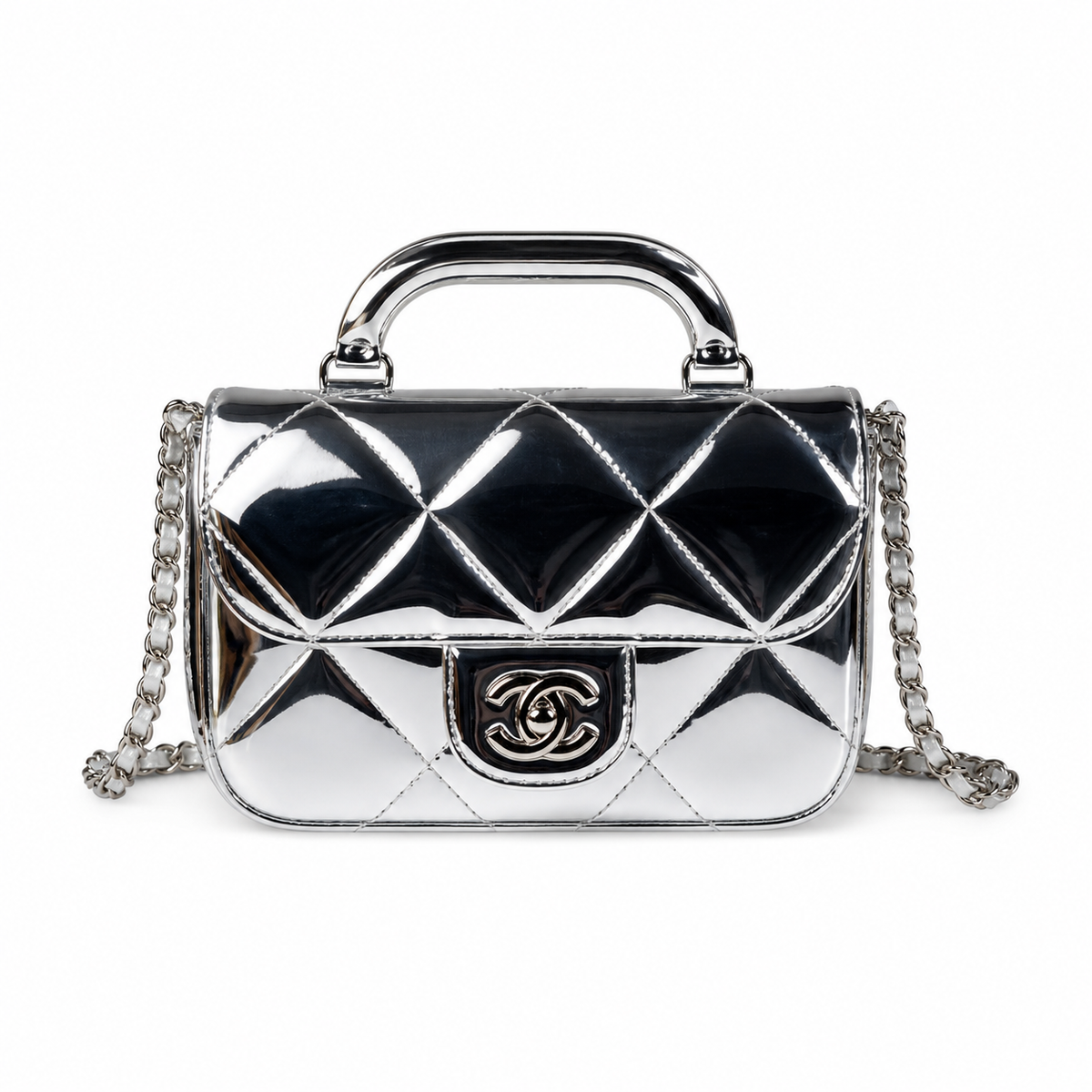 Chanel Quilted Leather Structured Chain Crossbody