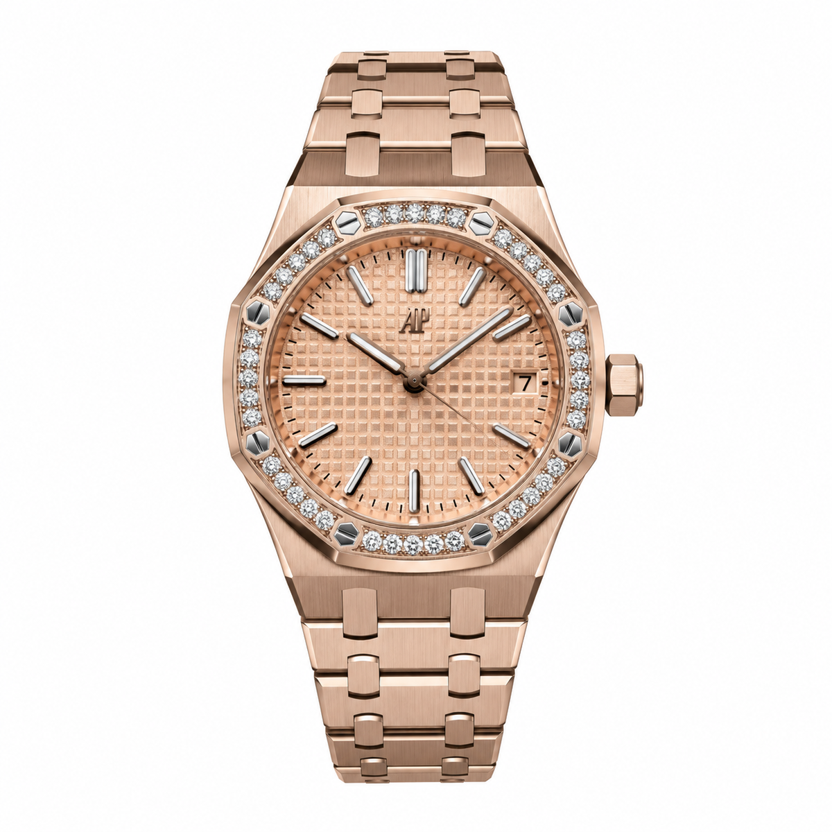 Audemars Piguet Royal Oak Selfwinding 34mm – Rose Gold Diamond Bezel Pink Dial
