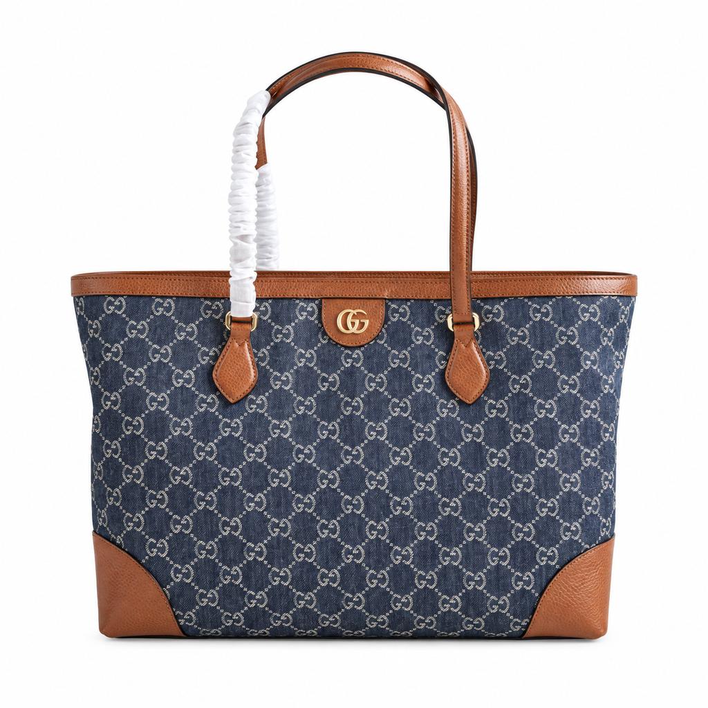 Gucci Ophidia GG Denim Medium Tote Bag Blue