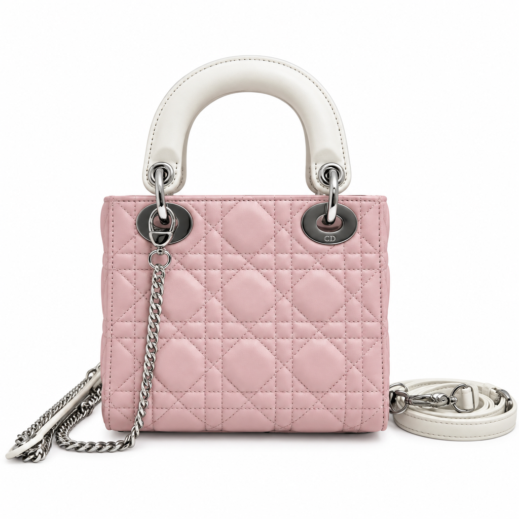 Dior Cannage Quilted Top Handle Crossbody Bag 17cm