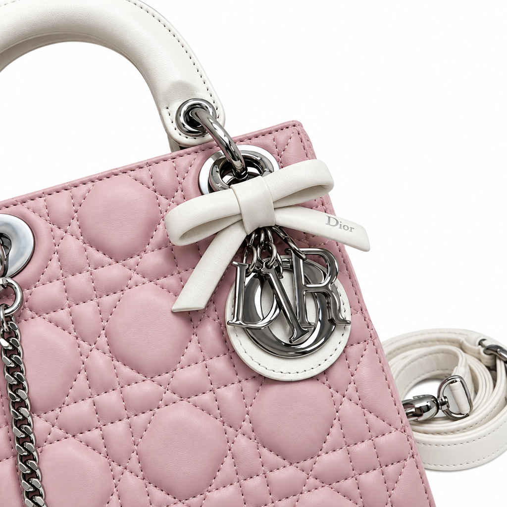 Dior Cannage Quilted Top Handle Crossbody Bag 17cm