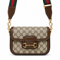 Gucci Horsebit 1955 Mini Bag in GG Supreme Canvas with Brown Leather Trim
