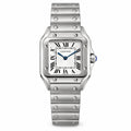 Cartier Santos de Cartier Large Stainless Steel White Dial Roman Numeral Blue Hands Steel Bracelet Automatic Watch
