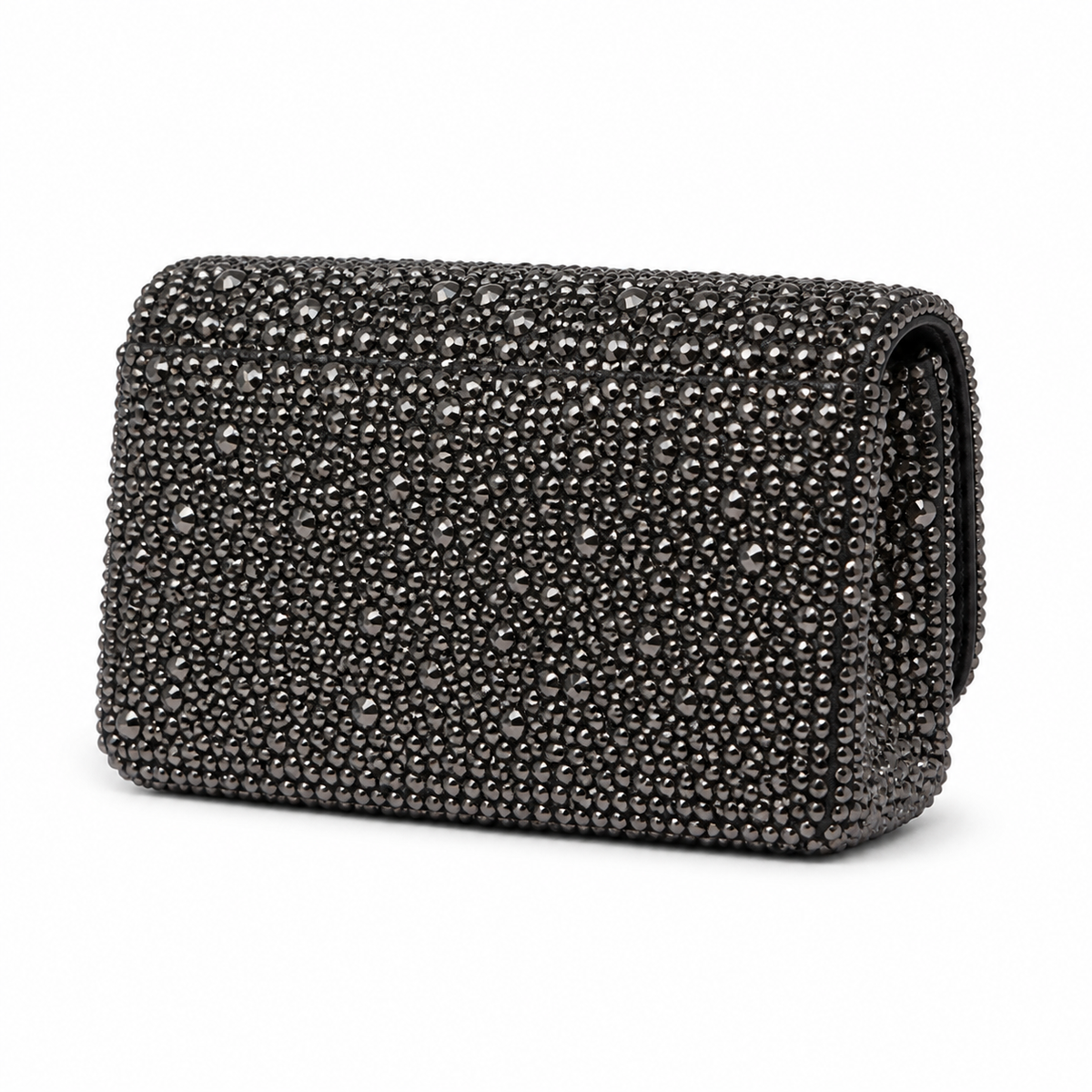 Chanel Silver Beaded Flap Chain Crossbody Bag