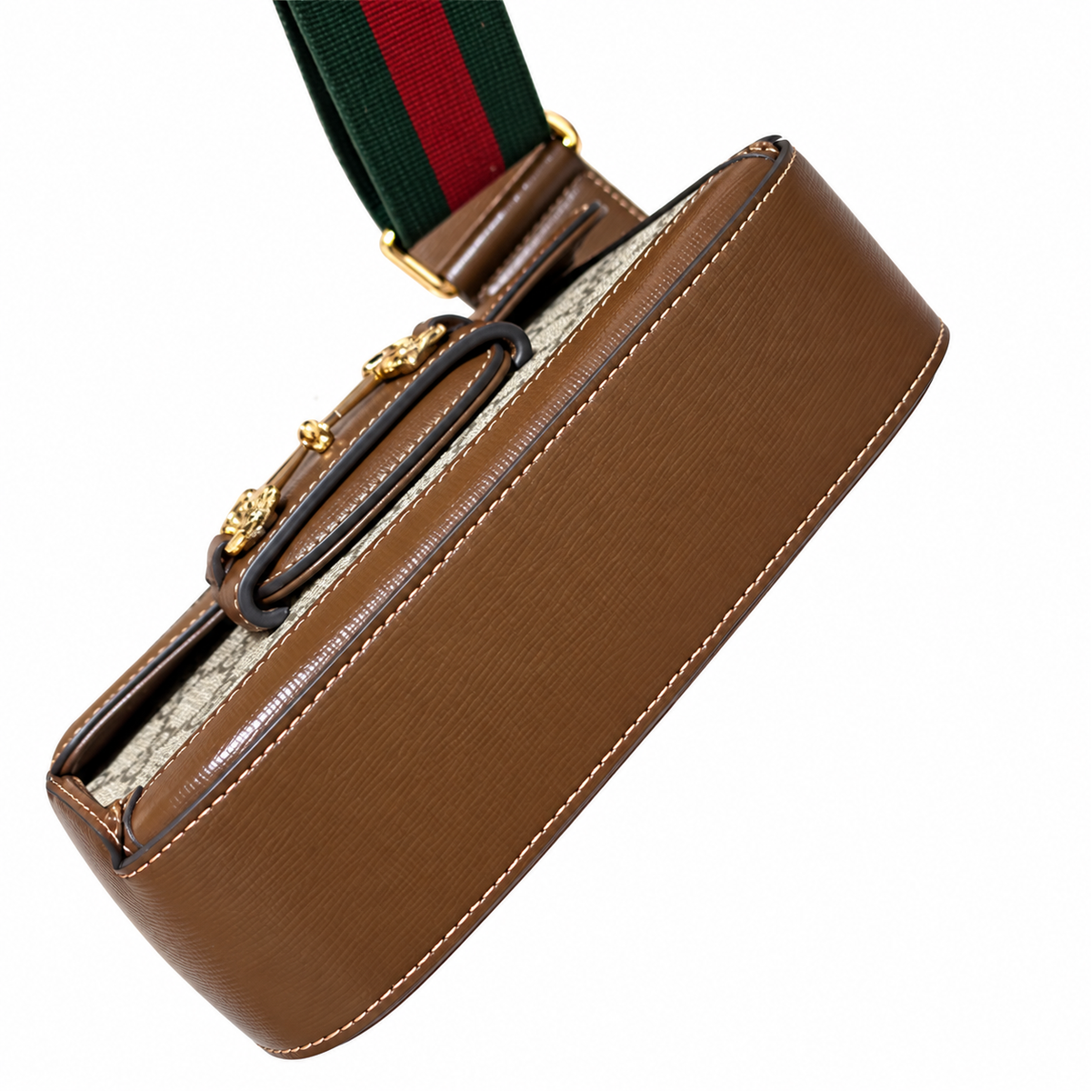 Gucci Horsebit 1955 Mini Bag in GG Supreme Canvas with Brown Leather Trim
