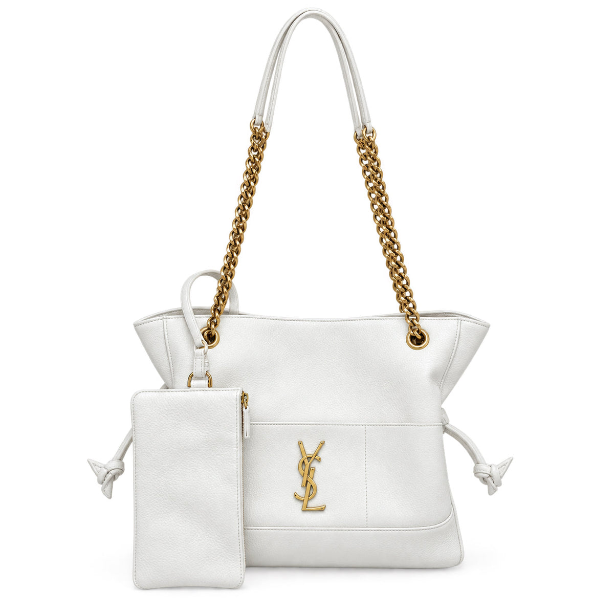 YSL Saint Laurent Nolita Chain Tote Bag – White