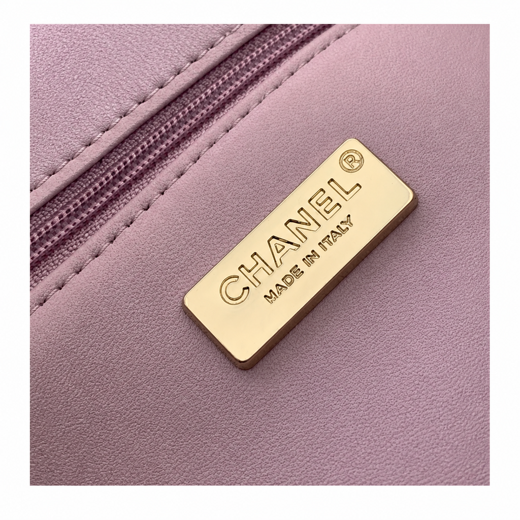Chanel Lavender Sequin Classic Double Flap | Horizontal Shimmer & Pink Accents — 21cm
