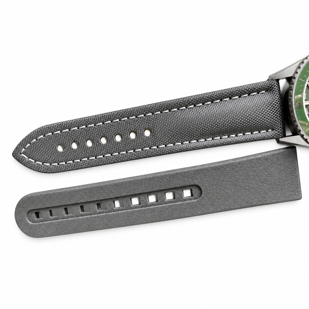 Blancpain Fifty Fathoms Bathyscaphe Green Sunburst Dial Black Canvas Watch