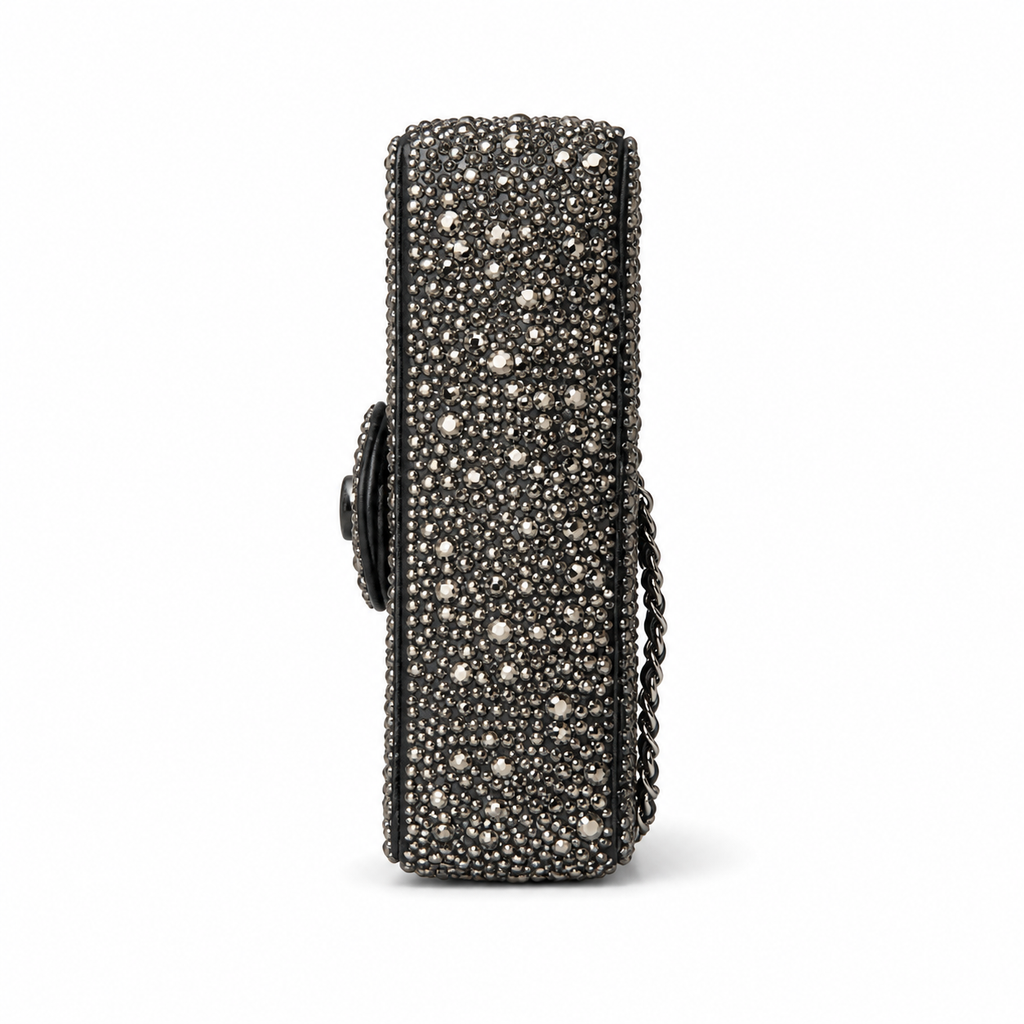 Chanel Silver Beaded Flap Chain Crossbody Bag