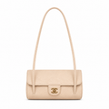 Chanel Beige Caviar Cylindrical Shoulder Bag | Twin Flat Strap — 20cm