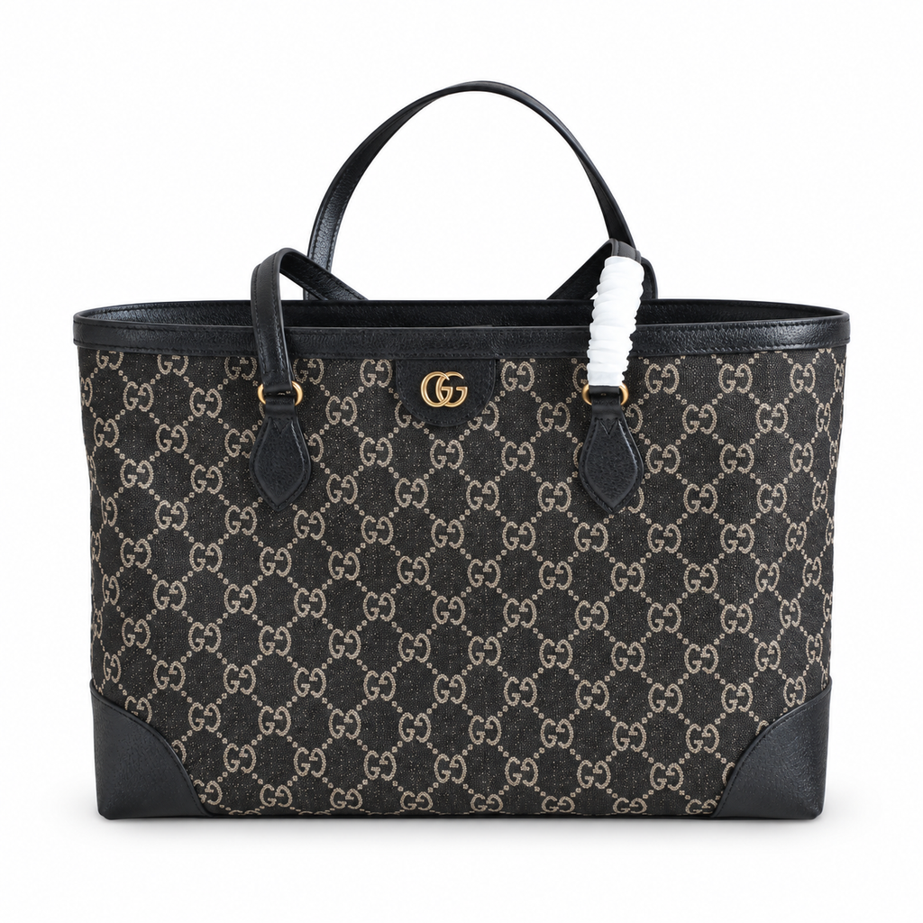 Gucci Ophidia GG Denim Medium Tote Bag Black