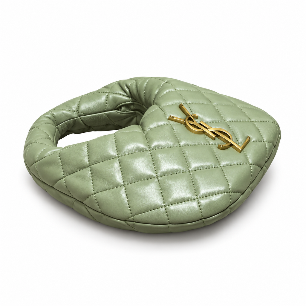 Saint Laurent Quilted Leather Hobo Bag – Sage Green